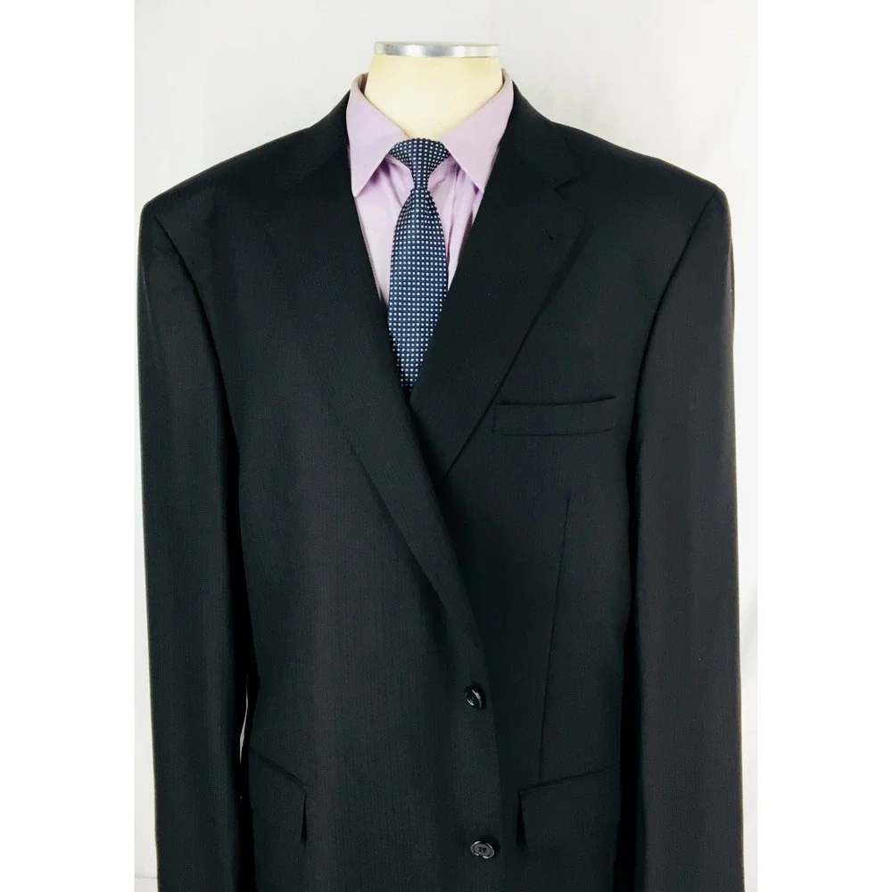 50XL Jos A Bank Signature Gold Mens Recent 2 Bttn 100% Wool Suit Black Pants 48